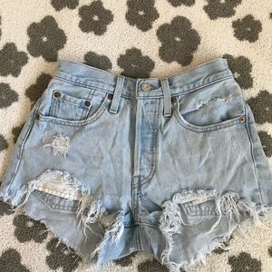 Levi's Light Blue Distressed Jean Shorts